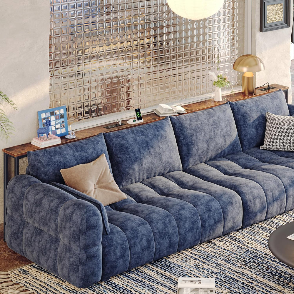 Huuger 118.1 Inch Behind Couch Table with 2 Power Outlets and USB-C Ports, Ex...