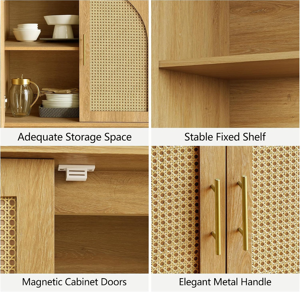 31.5" Sideboard Buffet Cabinet with Storage, Light Oak, 3pcs
