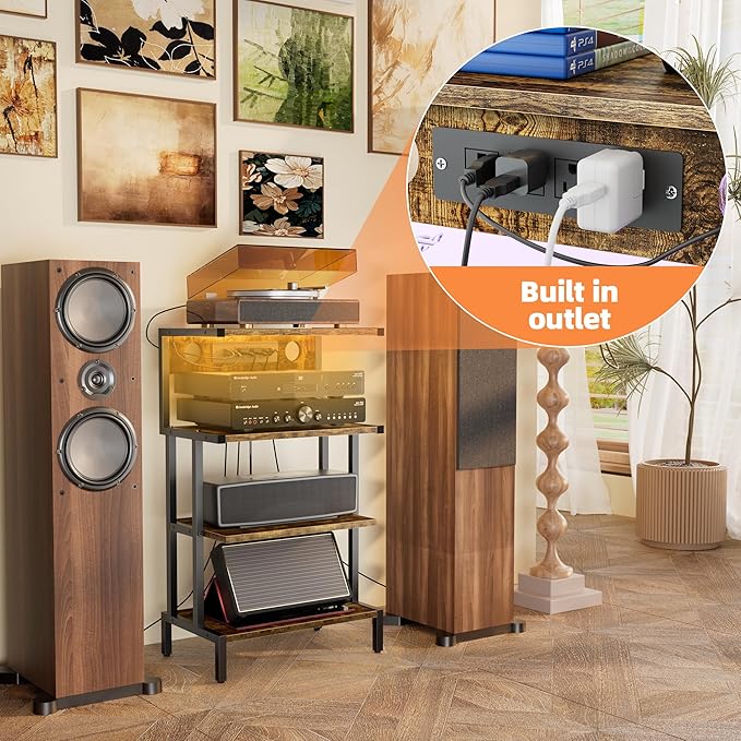 Aquzee Video Game Console Shelf, Stereo Racks - Media Stand with Outlet &...