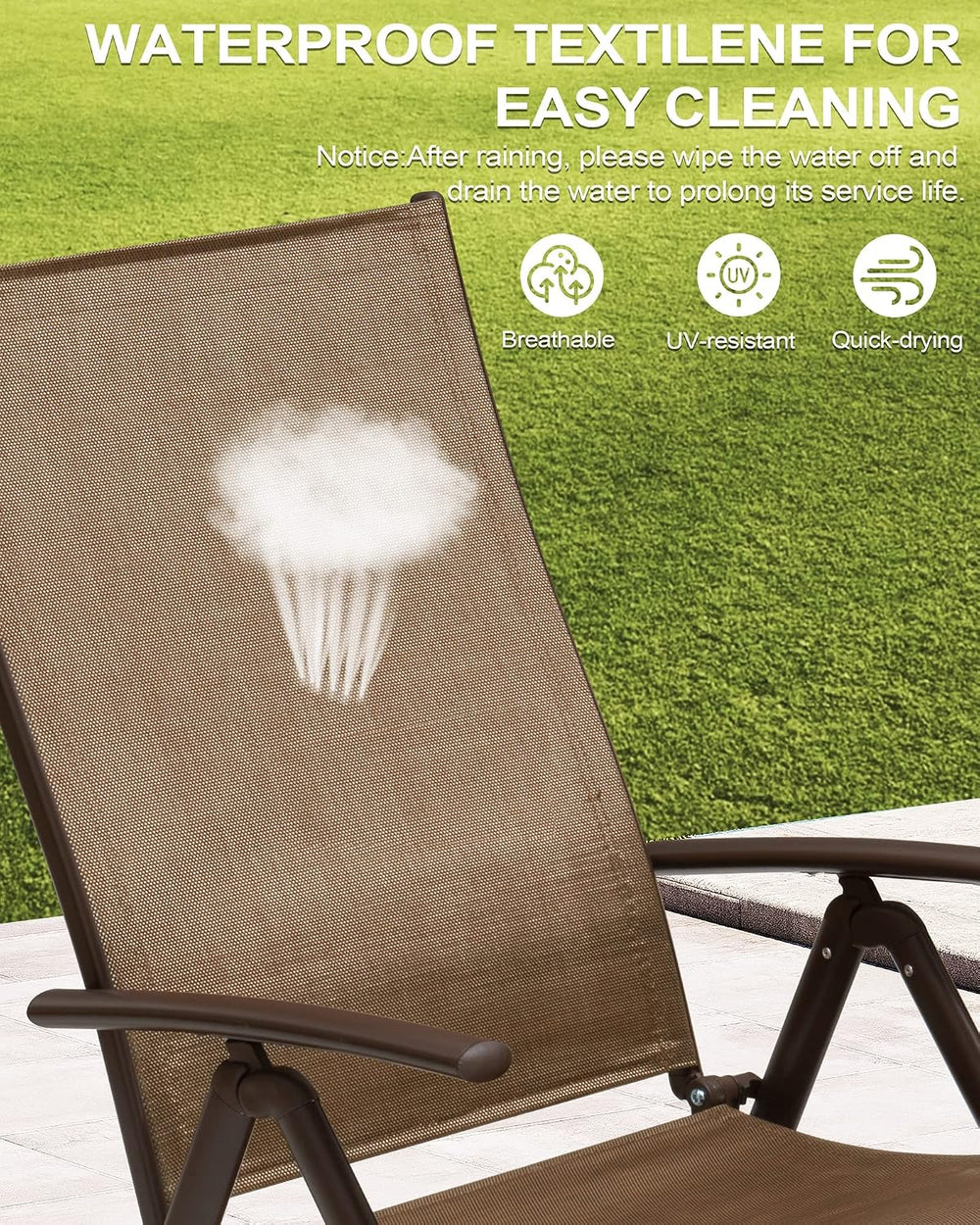 Lounge Chair Outdoor, Folding Pool Chaise Chairs (Brown)