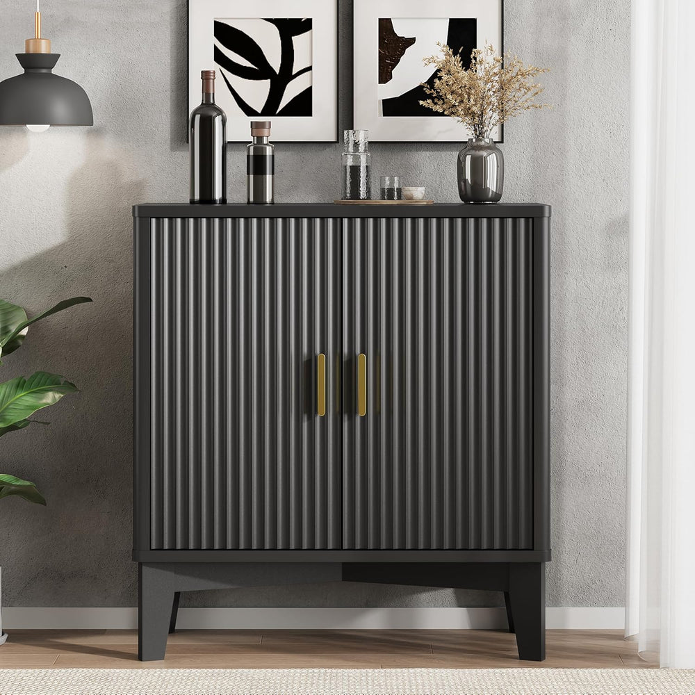 Xixini Fluted Buffet Sideboard Cabinet with Storage, 30" Mid Century Mod...