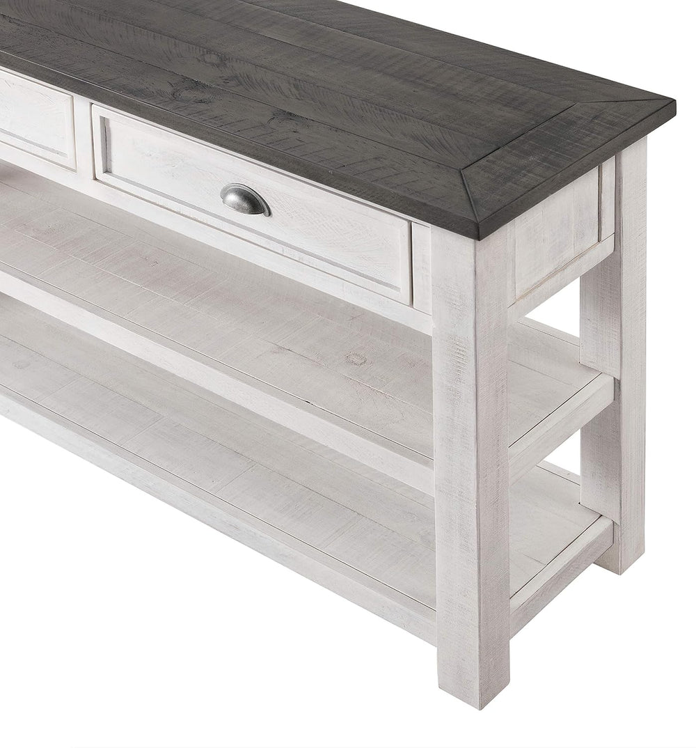 Martin Svensson Home Monterey Solid Wood Sofa Console Table, White & Grey...