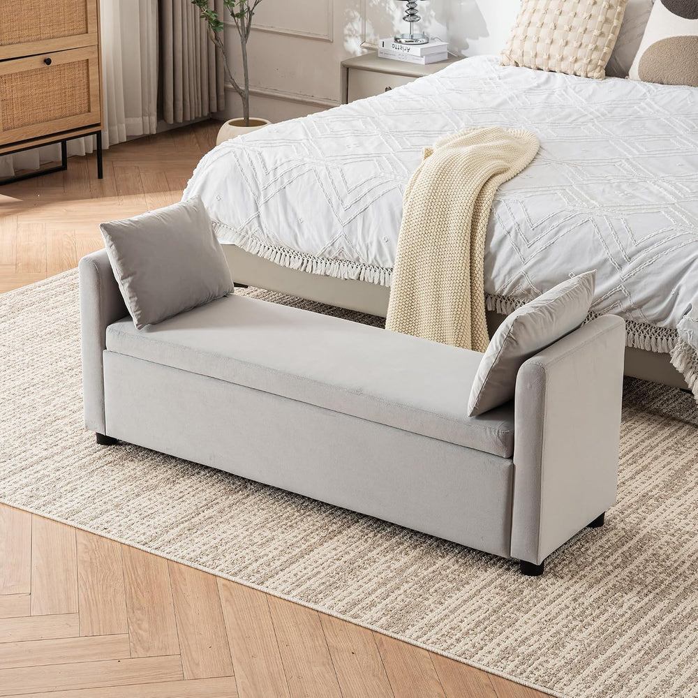 Storage Bench for Bedroom, 55" End of Bed Bench for King Size Bed, Moder...
