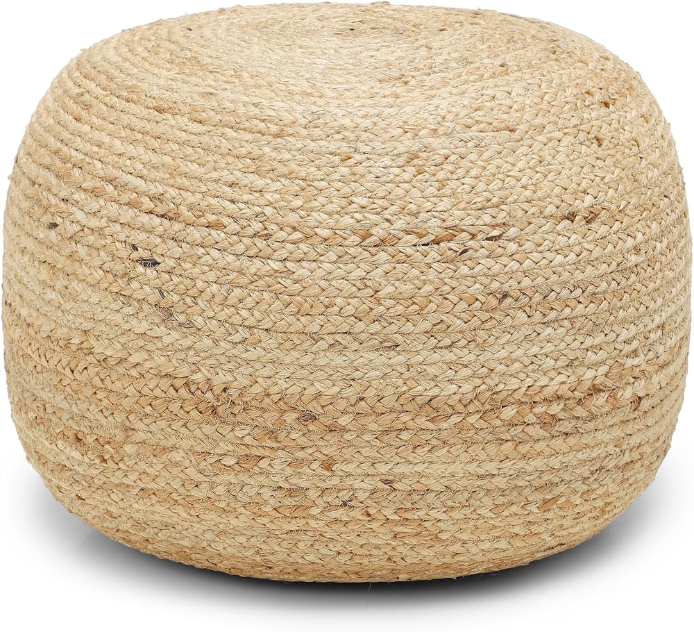 · REDEARTH · Jute Pouf Ottoman - Circular Boho Foot Stool - Jute Natural | Ju...