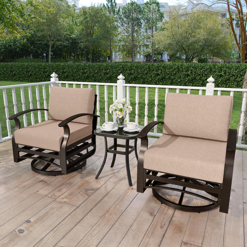 Kurapika 3 Pieces Patio Furniture Set, Outdoor Aluminum Swivel Gliders Rocker...