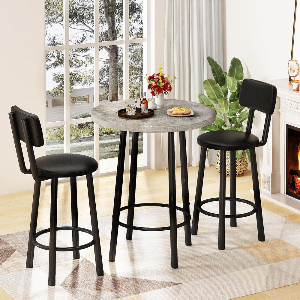 Recaceik 3‑Piece Pub Dining Set, Counter Height Modern Round Bar Table with W...
