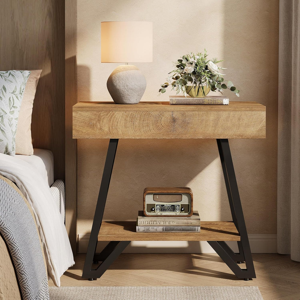 Tribesigns Metal End Side Table for Living Room, 2-Tier Narrow Couch Side Tab...