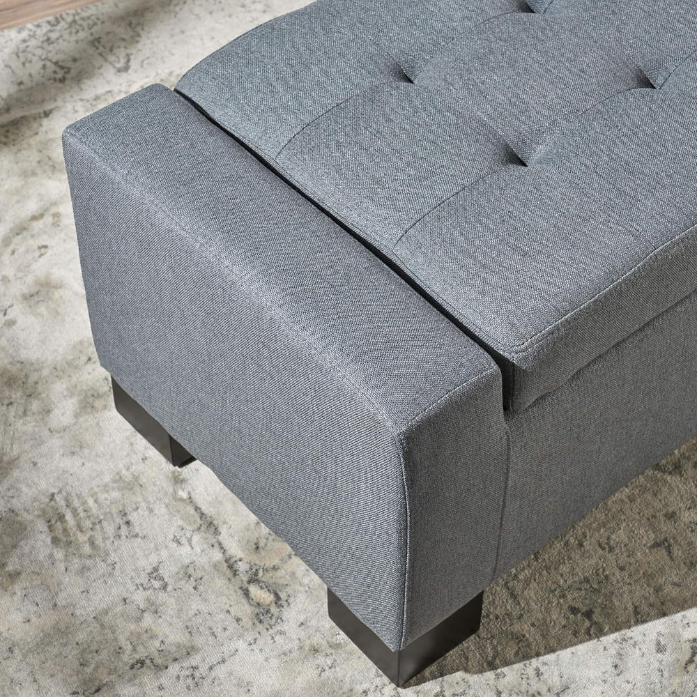 Christopher Knight Home Guernsey Fabric Storage Ottoman, Charcoal 20x50.25x16...
