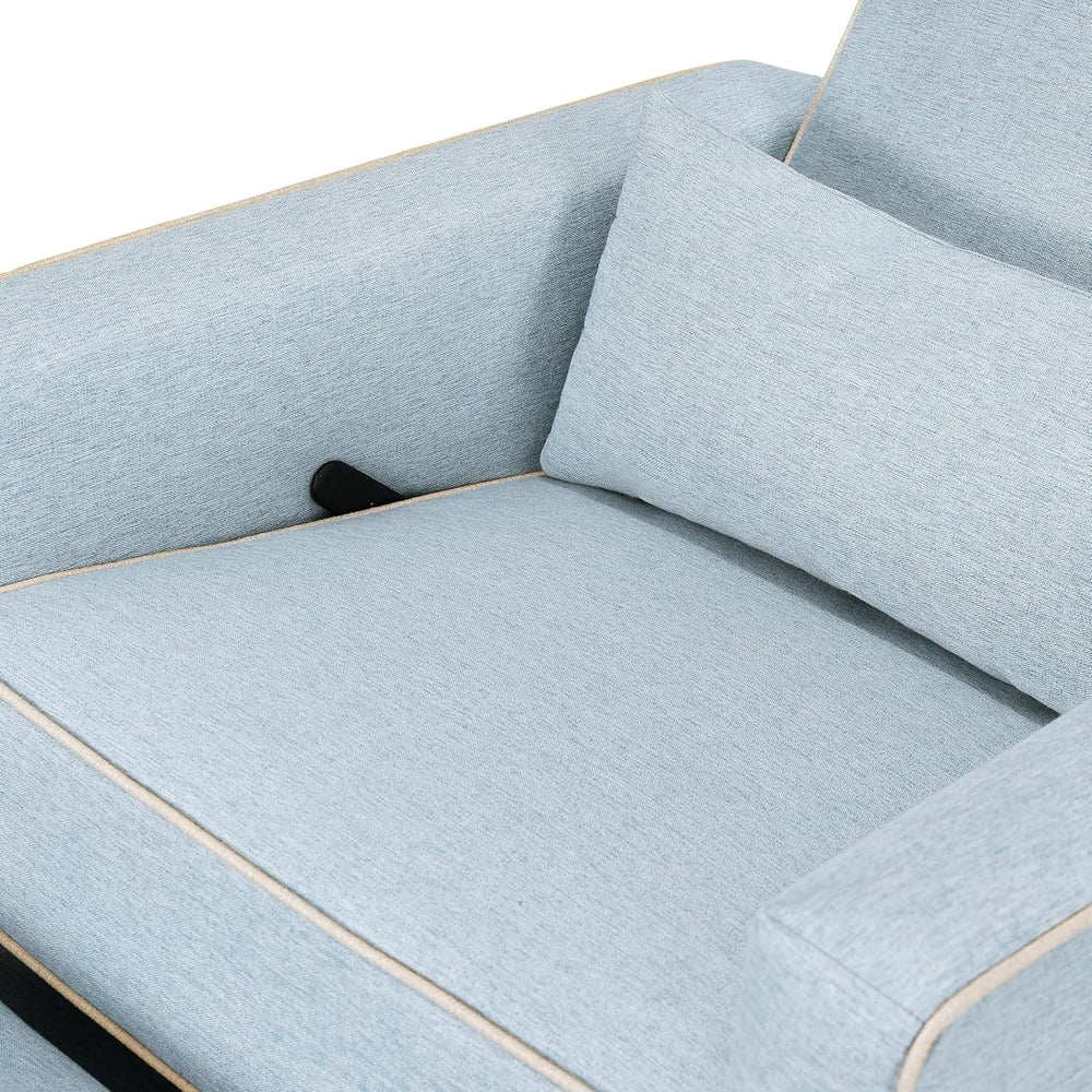 Davinci Piper Upholstered Recliner and Swivel Glider in Heathered Blue with C...
