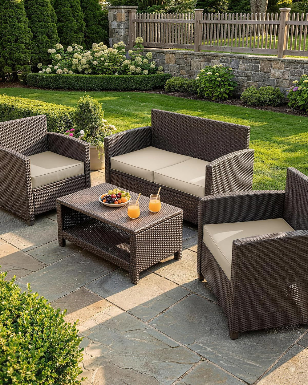4 Set Outdoor Chair Cushions 22 X 22 X 4 Inches Patio Furniture Cushions Wate...
