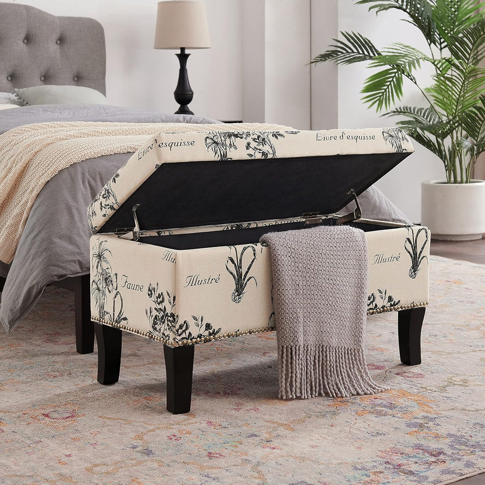 Linon Stephanie Ottoman, Botanical Linen