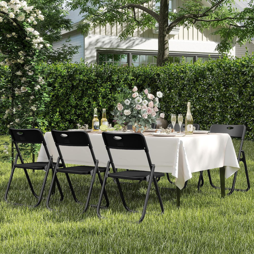 10 Pack Black Plastic Folding Chairs, Lightweight Foldable Chair with 350lbs ...
