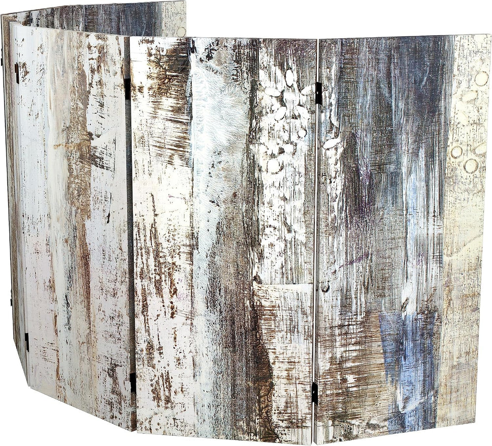 Red Lantern 3 ft. Short Double Sided Winter Woods Canvas Folding Screen 6 Pan...