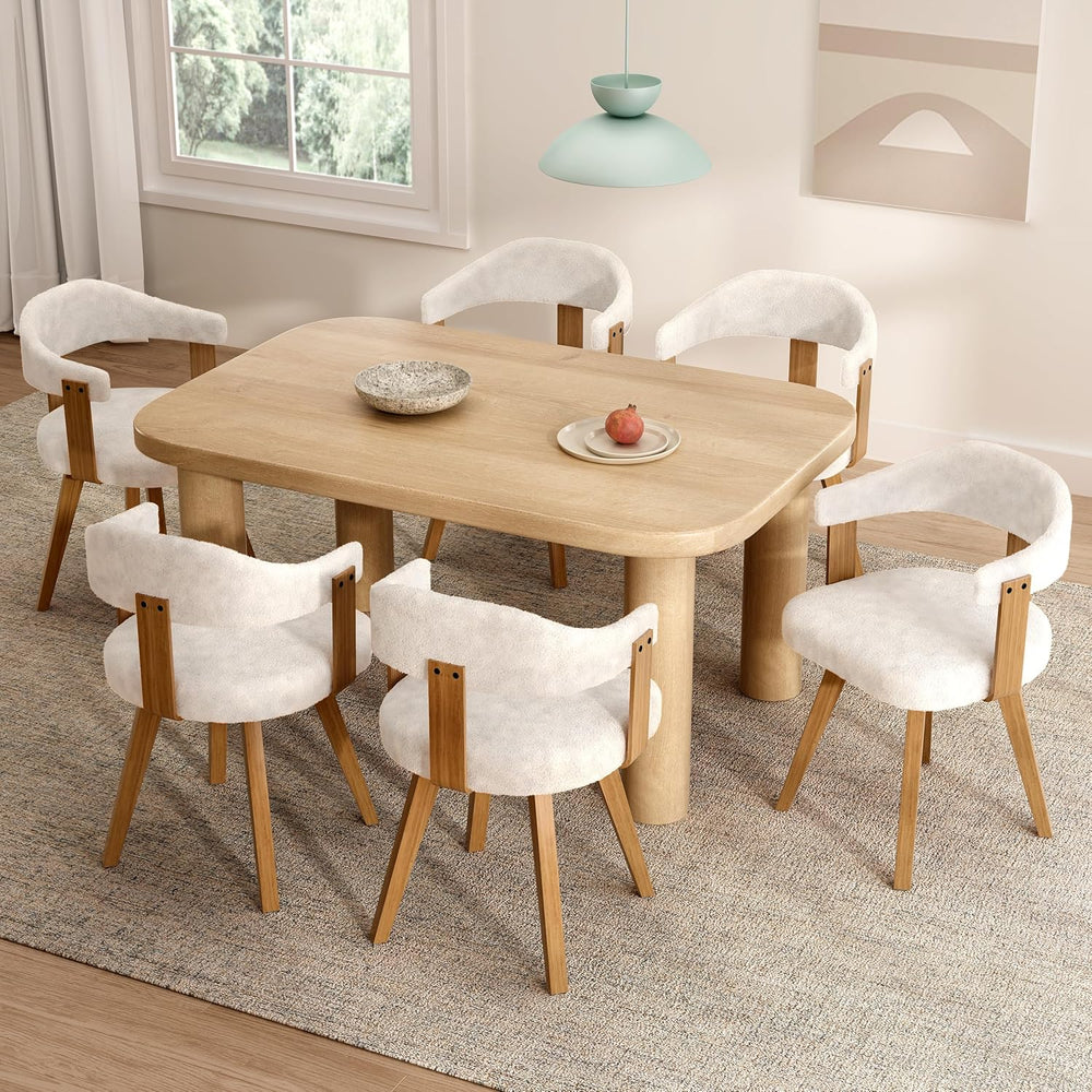 EYYTHUNG Swivel Dining Chairs Set of 2, Mid Century Modern Boucle Dining Chai...