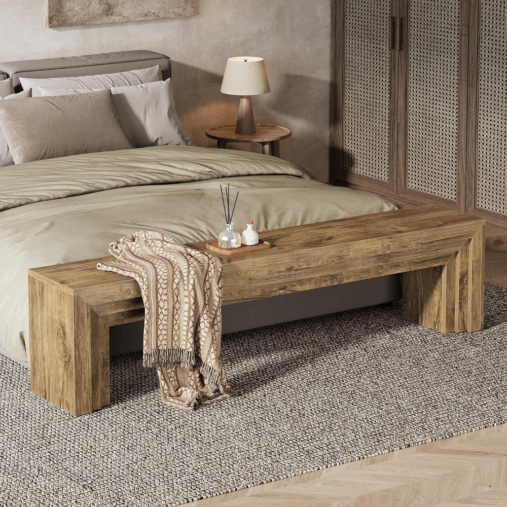 Tribesigns 71" Extra Long Entryway Bench, Modern Farmhouse Shoe Bench Wo...