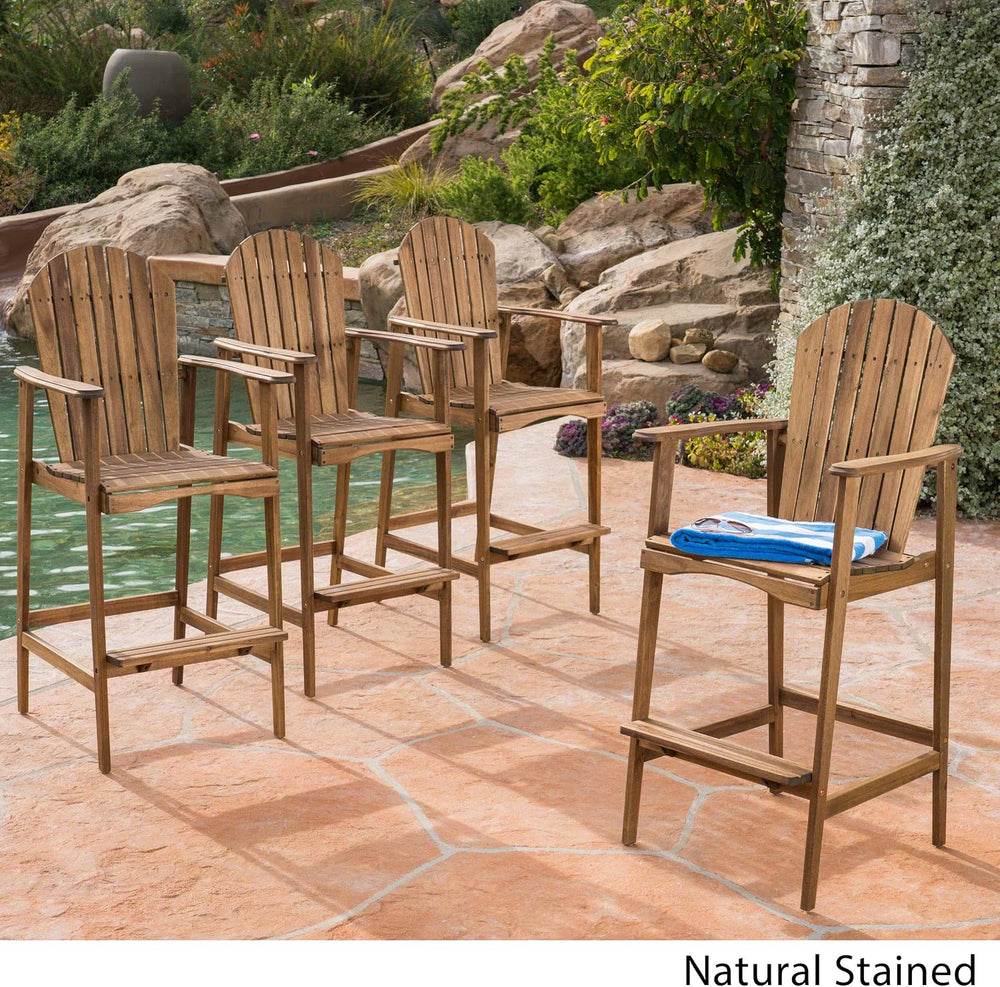 Great Deal Furniture Noble House Malibu Outdoor Acacia Wood Adirondack Barsto...