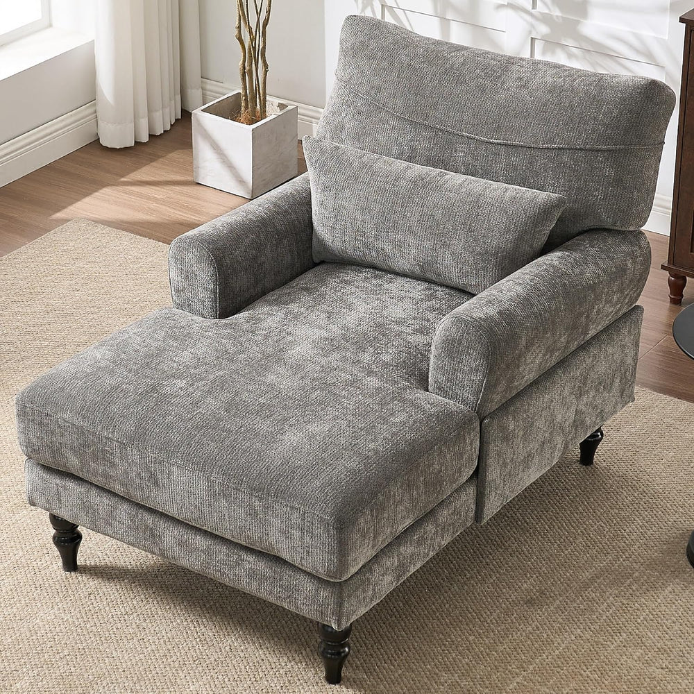 KEIKI Chaise Lounge Chair Indoor, Modern Leisure Sleeper Sofa Chair w/Double ...