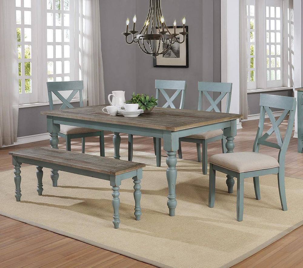 Roundhill Furniture Prato 6-Piece Dining Set, Dining Table with 4 Cross Back ...