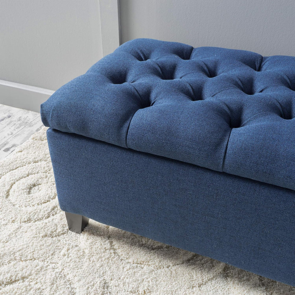 Christopher Knight Home Ottilie Fabric Storage Ottoman, Dark Blue, 17.75"...