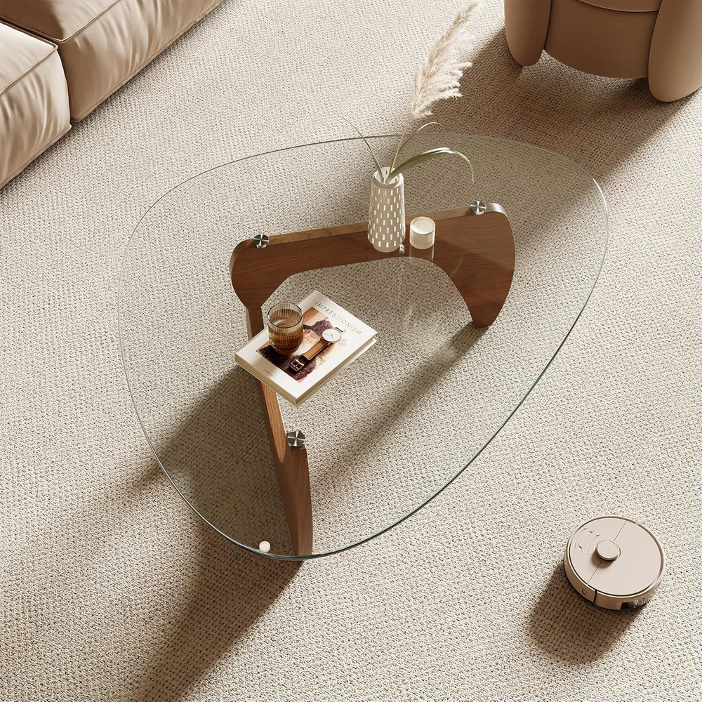 Honyee Morden Coffee Table, 42.5" x 28.5" x 16.1" Triangle Tem...