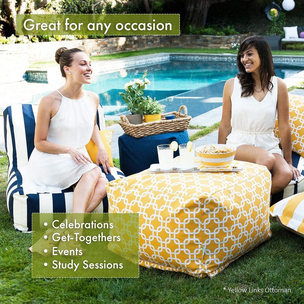 Majestic Home Goods Ikat Dot Ottoman, Large, Citrus