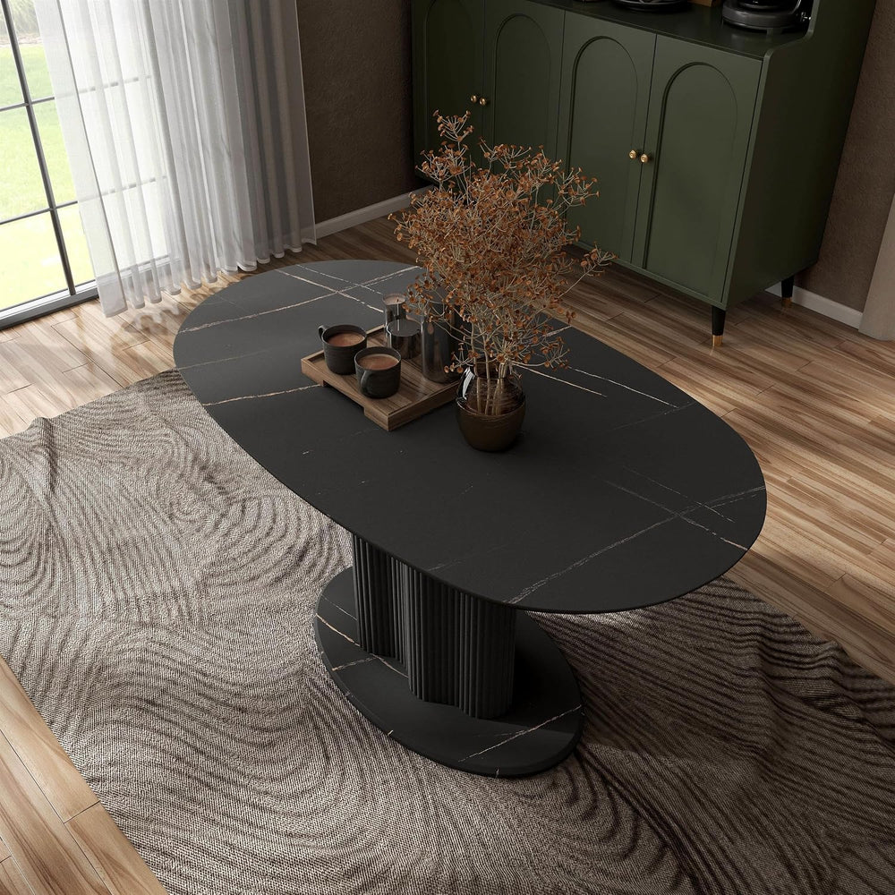 Homes: Inside + Out Elara Modern 54-inch Oval Dining Table with Fluted Pedest...