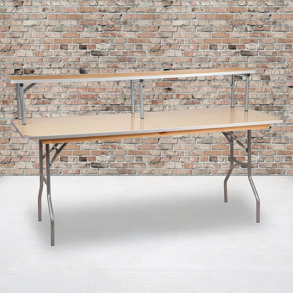 EMMA + OLIVER 72" x 12" x 12" Birchwood Bar Top Riser with Sil...