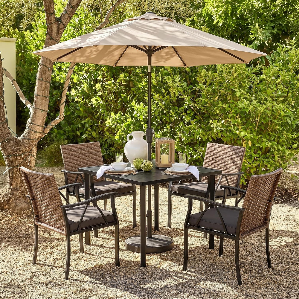 5-Piece Patio Dining Set for 4, Outdoor Dining Set with 4 Wicker Patio Dining...