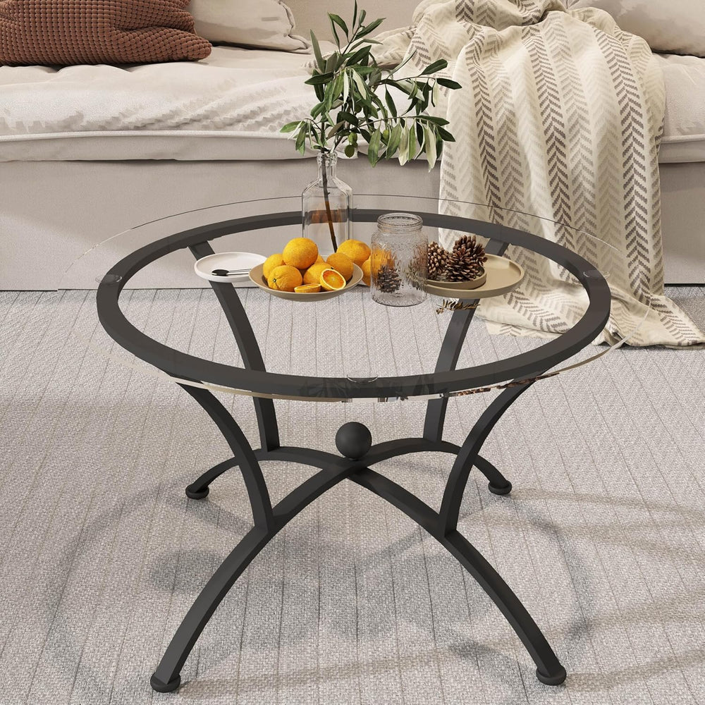 3 Tempered Glass Coffee Table Set, Decor Coffee Table Round End Side Table wi...