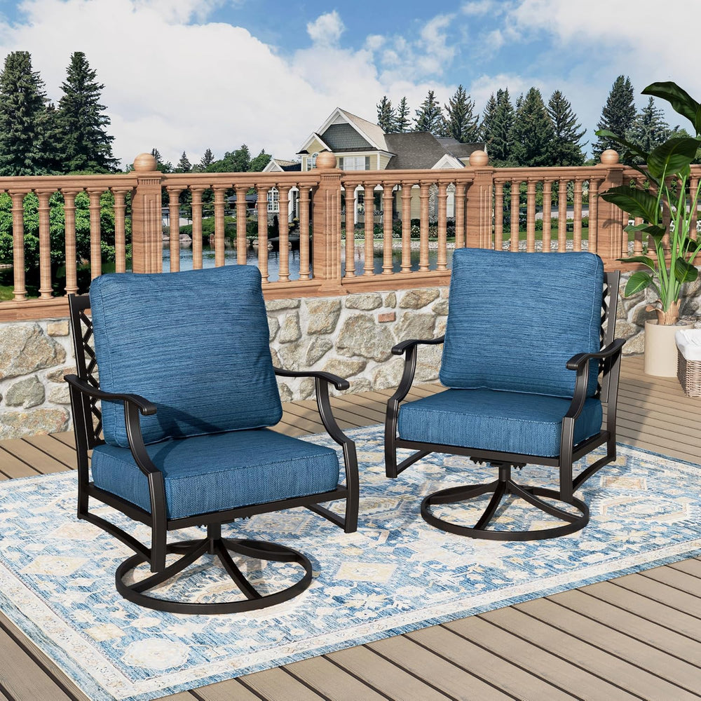 MIXPATIO, 2 Pack, Swivel Rocking Chairs, Metal, Peacock Blue | 31.5"D x ...