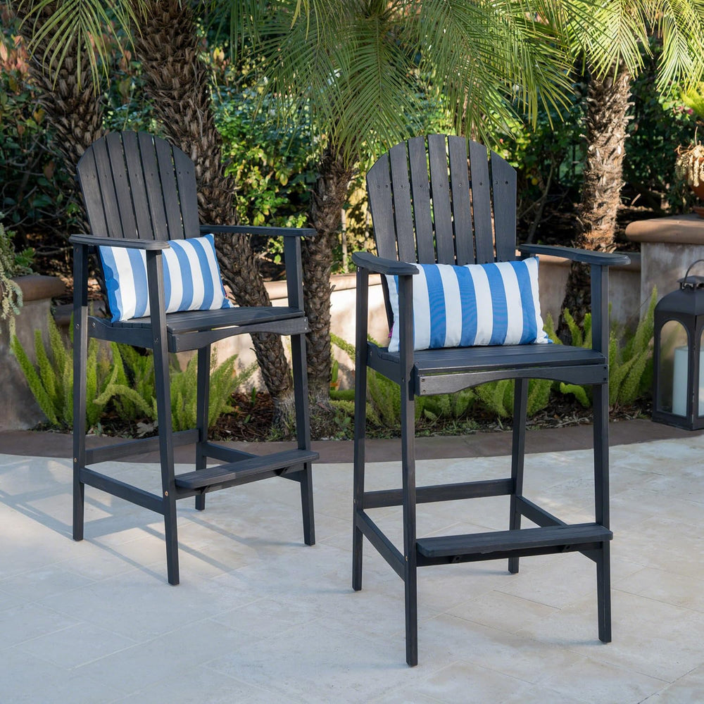 Christopher Knight Home Malibu Outdoor Acacia Wood Adirondack Barstools, 2-Pc...