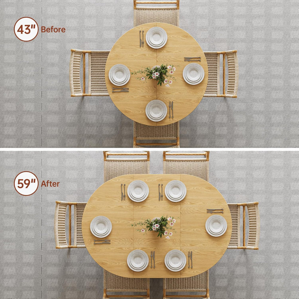Extendable Dining Room Table Round Dining Table for 4 6 8, 43"-59" ...