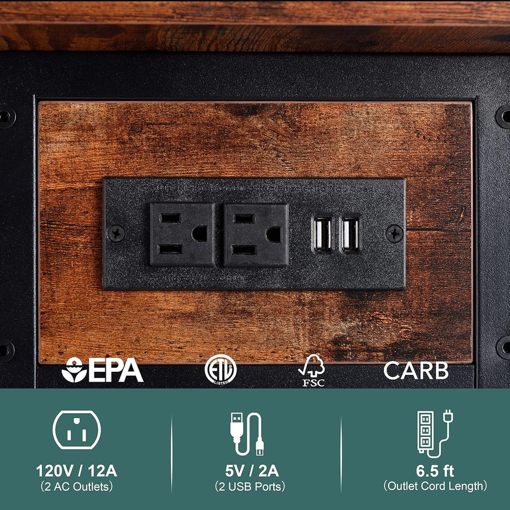 Yoobure End Table with Charging Station, Flip Top Side Table with USB Ports a...