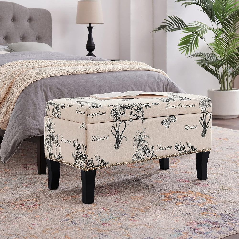 Linon Stephanie Ottoman, Botanical Linen
