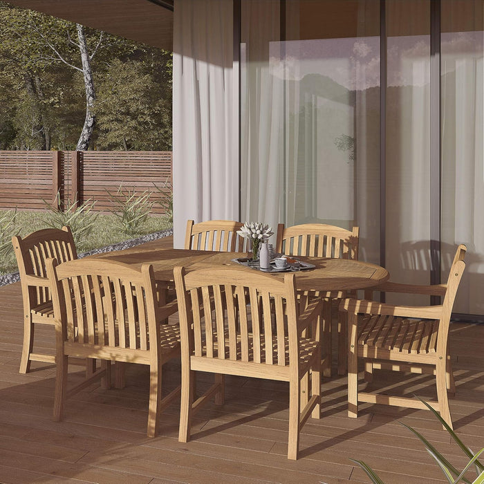 Amazonia Extendable Oval Newcastle Patio Dining Set, 7 Piece, Brown