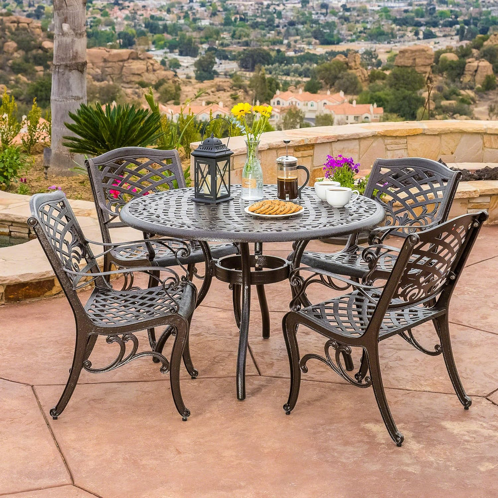 Christopher Knight Home Hallandale Outdoor Cast Aluminum Dining Set for Patio...
