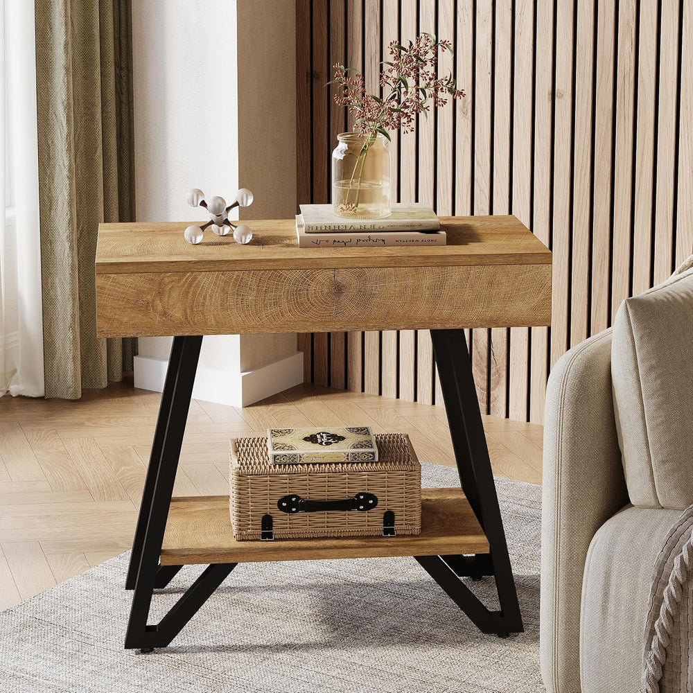 Tribesigns Metal End Side Table for Living Room, 2-Tier Narrow Couch Side Tab...