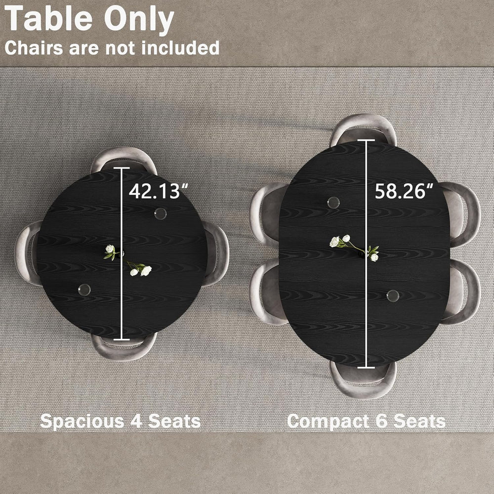 42"-58" Extendable Round Dining Table with Built-in Flip Leaf, Mode...
