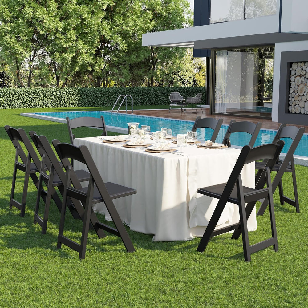 Resin Folding Chairs with Cushion for Wedding, Party, 4 Pack, 660lbs | Black ...