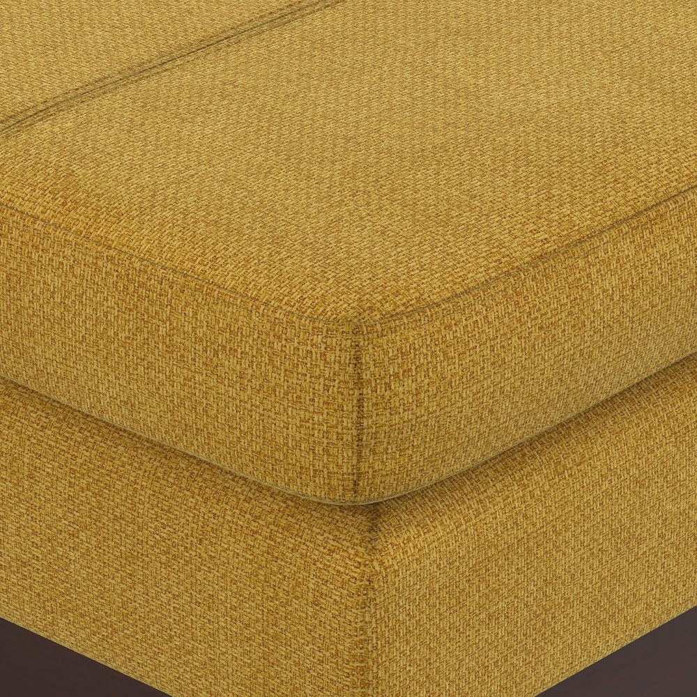 SIMPLIHOME Carlson 27" Wide Woven Fabric Rectangle Ottoman in Marigold