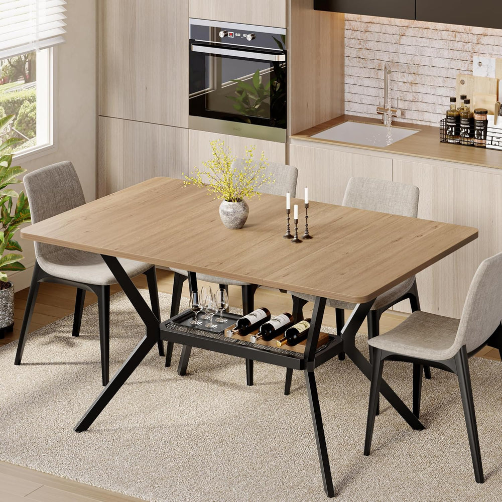 MECHYIN 55" Dining Table for 4-6, Industrial Kitchen Table with Spacious...