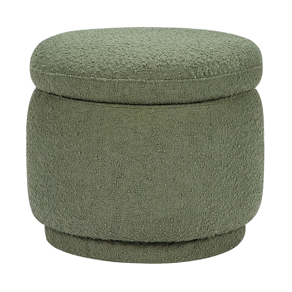 Enoki Storage Ottoman in Olive Boucle, Greenguard Gold Certified