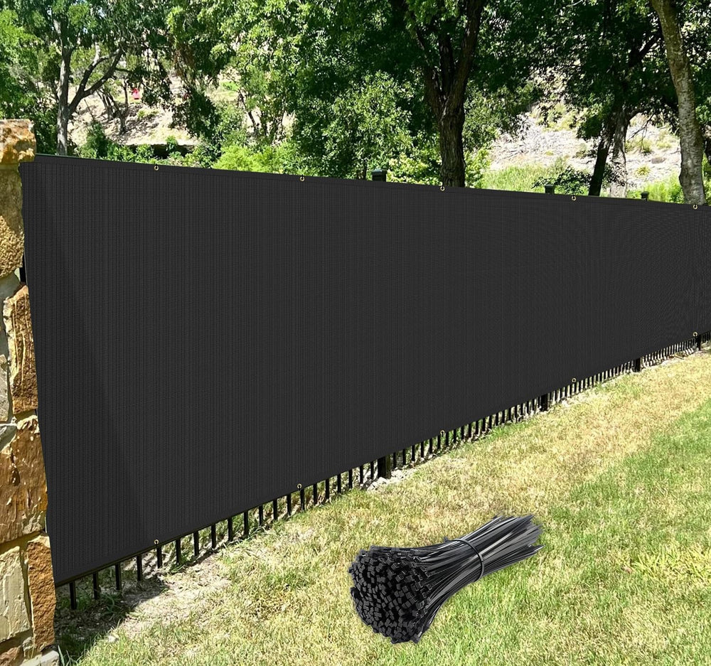 Windscreen4less 6' x 25' Privacy Fence Screen in Black with Bindings ...