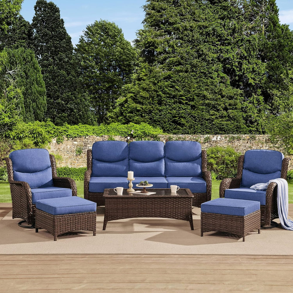 HILLGA Luxury High Back Patio Furniture Set with 6-Inch Thick Cushion