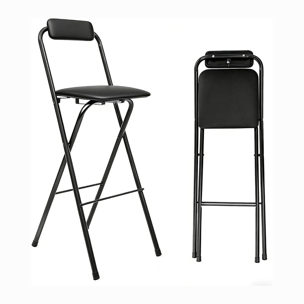 1 Pcs Folding Bar Stool with Backrest, 29.5 Inch Tall Foldable Stool Chair, P...
