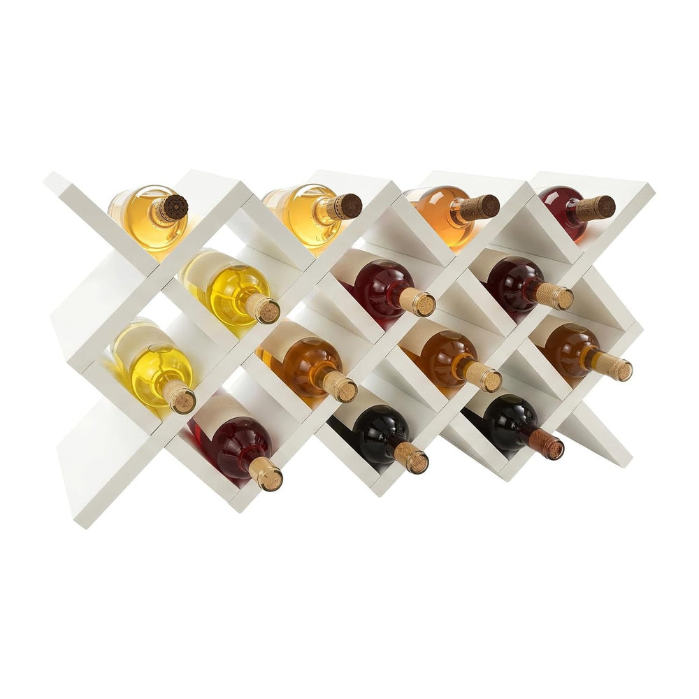 10 Grids Wooden Wine Rack – Wall Mounted or Countertop Storage, Diamond Latti...