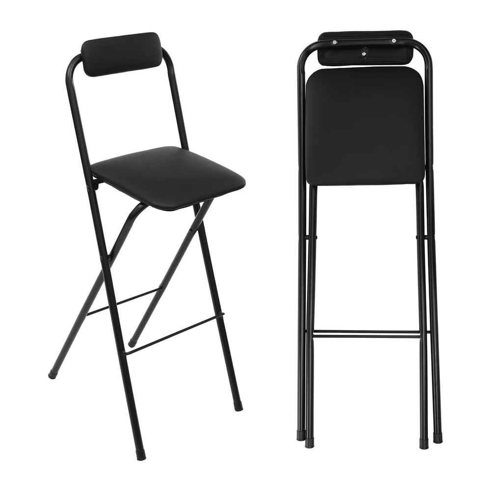 1PCS Folding Bar Stool with Back, 29inch Seat Height Collapsible Bar Stool, C...