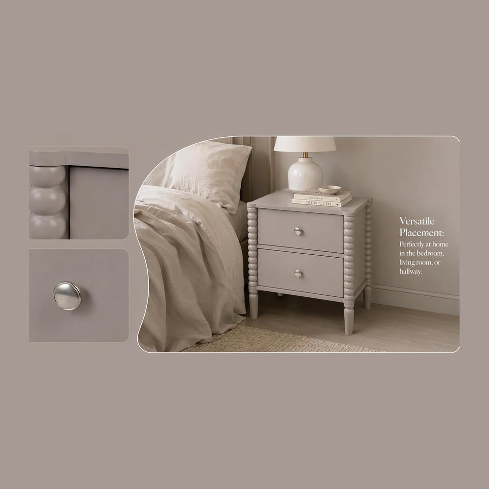 2-Drawer Nightstand, Modern Bedside Table with Silver Handles, 19.69" W ...