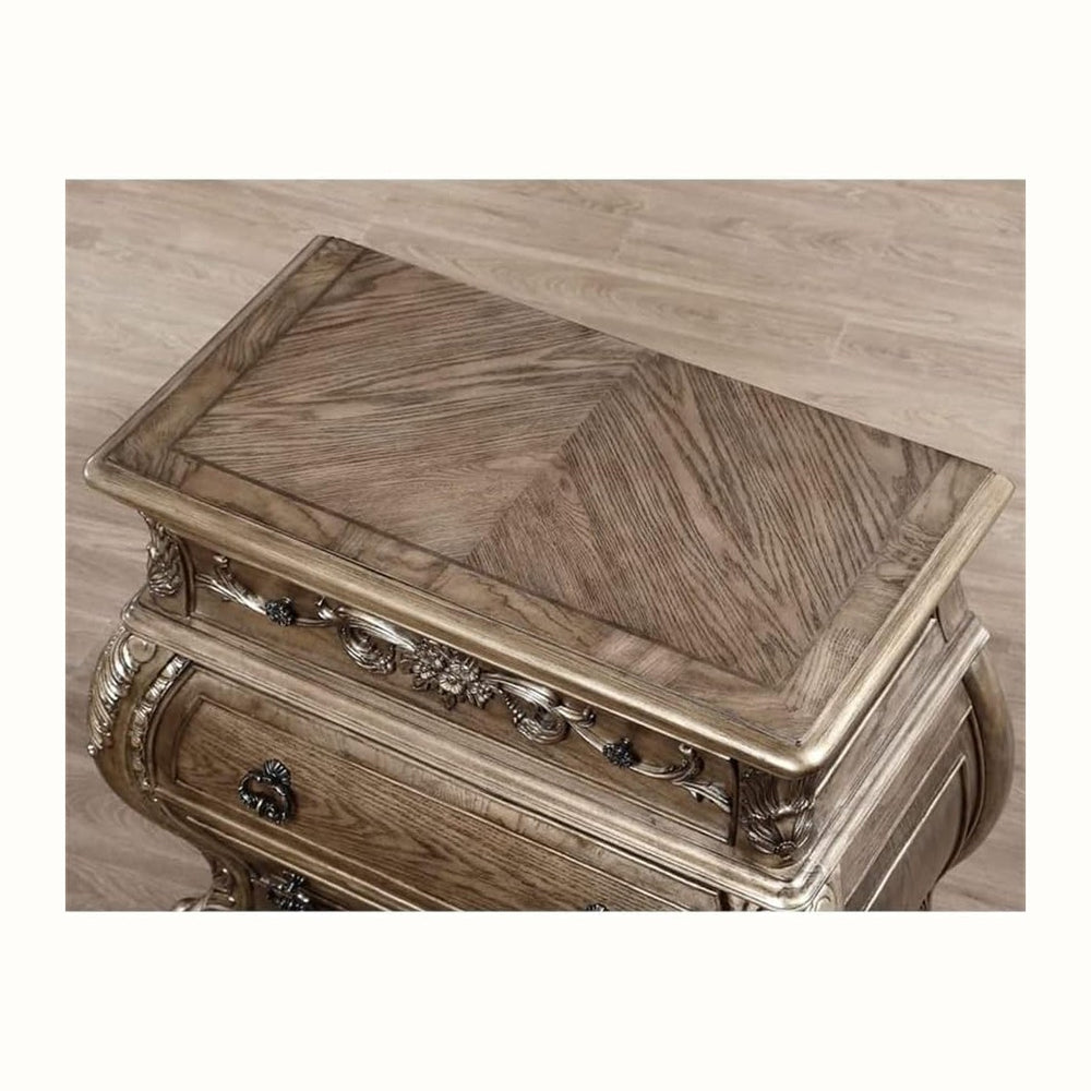 3 Drawers Nightstand in Vintage Oak Finish ,for Small Spaces