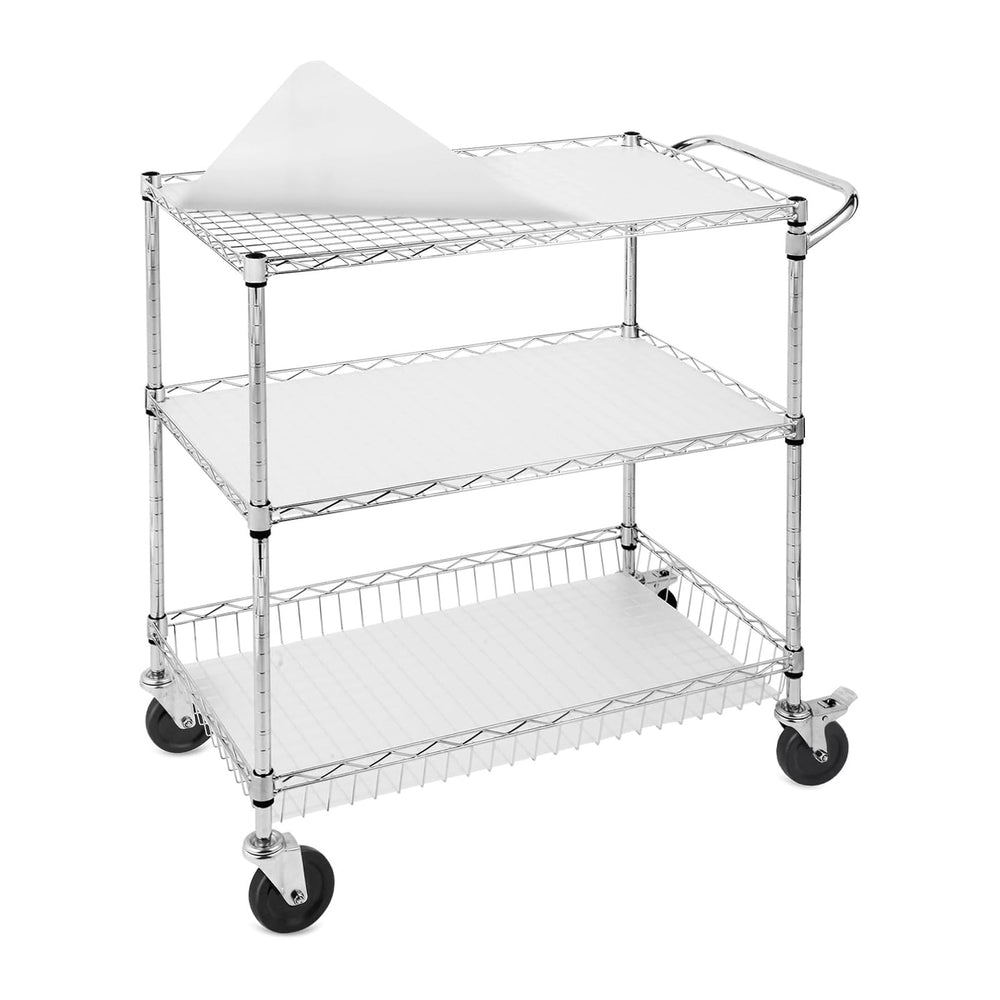 3-Tier Rolling Cart, Utility Metal Wire Cart, 30" D x 18" W x 35&qu...